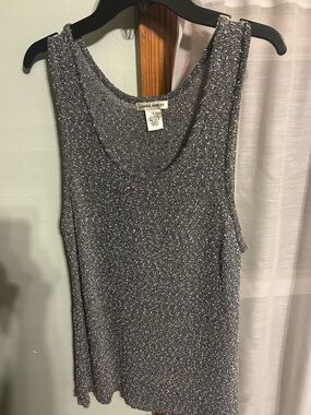 Laura Ashley Silver Metallic Knit Tank